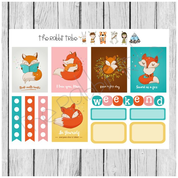 Weekly Sticker Set Foxy Quotes Fox Planner Stickers | Etsy