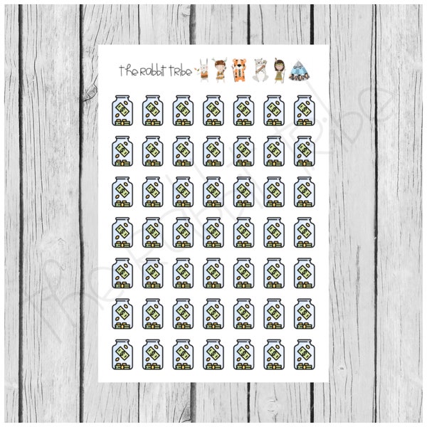 Mini Sticker Sheet - money jar icon, barefoot investor, mojo - planner stickers