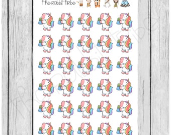 Mini Sticker Sheets - unicorn character - money -  planner stickers