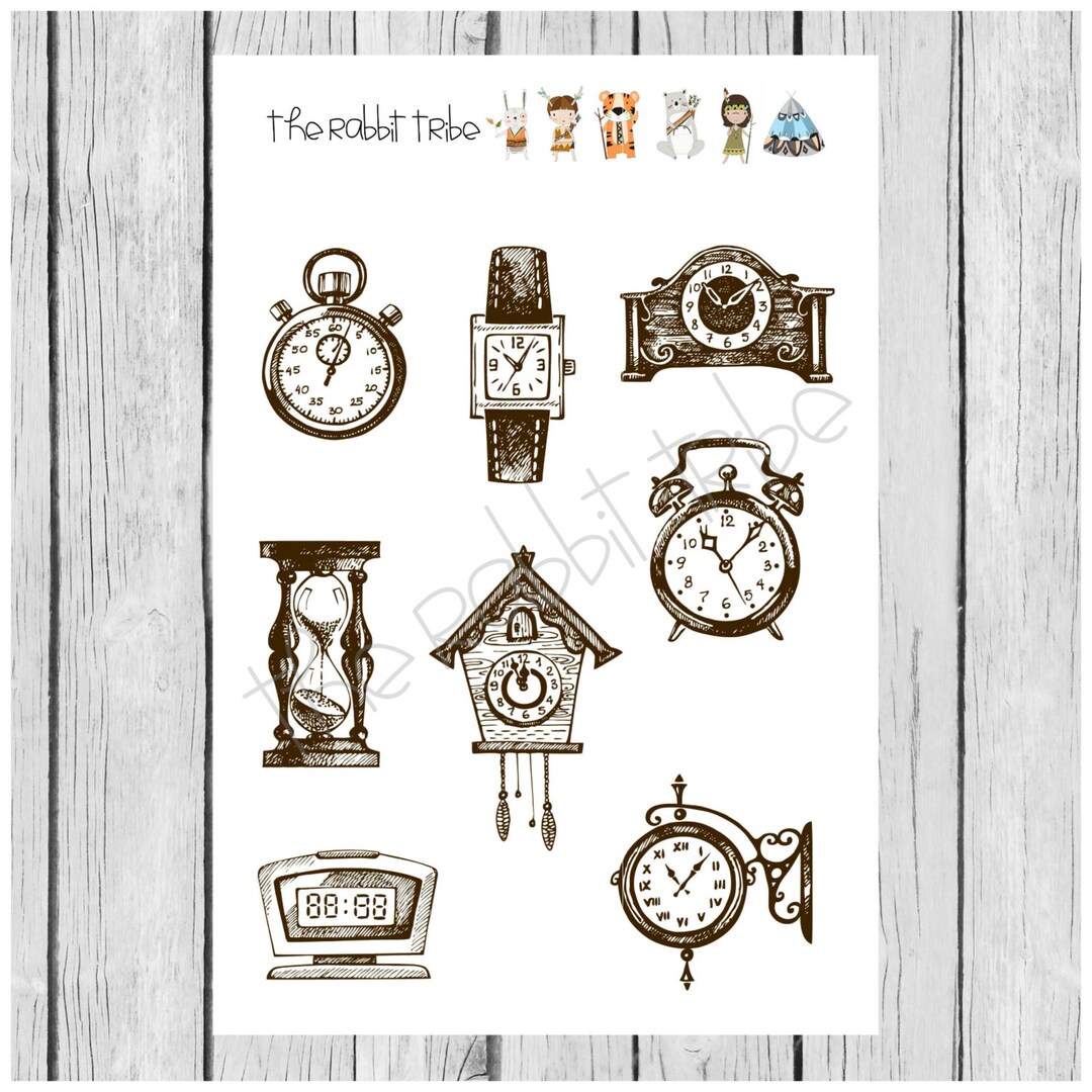 Mini Sticker Clock Mini Sticker Sheet - Vintage Clocks - Planner Stickers - Etsy Australia