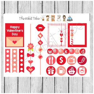 Weekly sticker set - valentines, valentines day, love - planner stickers