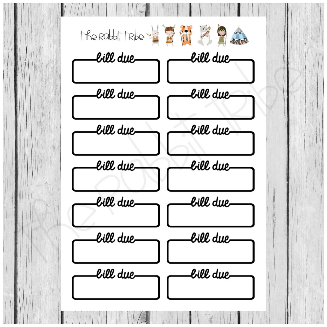Mini Sticker Sheet Bill Due Planner Stickers - Etsy