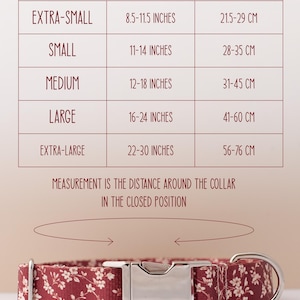 Puede incluir: Tabla de tallas para collares de perro en pulgadas y cent&iacute;metros. La tabla muestra el tama&ntilde;o del collar en pulgadas y cent&iacute;metros para collares extra peque&ntilde;os, peque&ntilde;os, medianos, grandes y extra grandes. La tabla tambi&eacute;n incluye un diagrama que muestra c&oacute;mo medir el cuello de un perro para obtener el tama&ntilde;o de collar correcto.