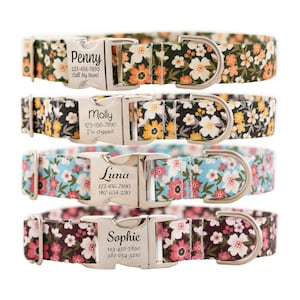 Personalized Floral Print Dog Collar for Girls