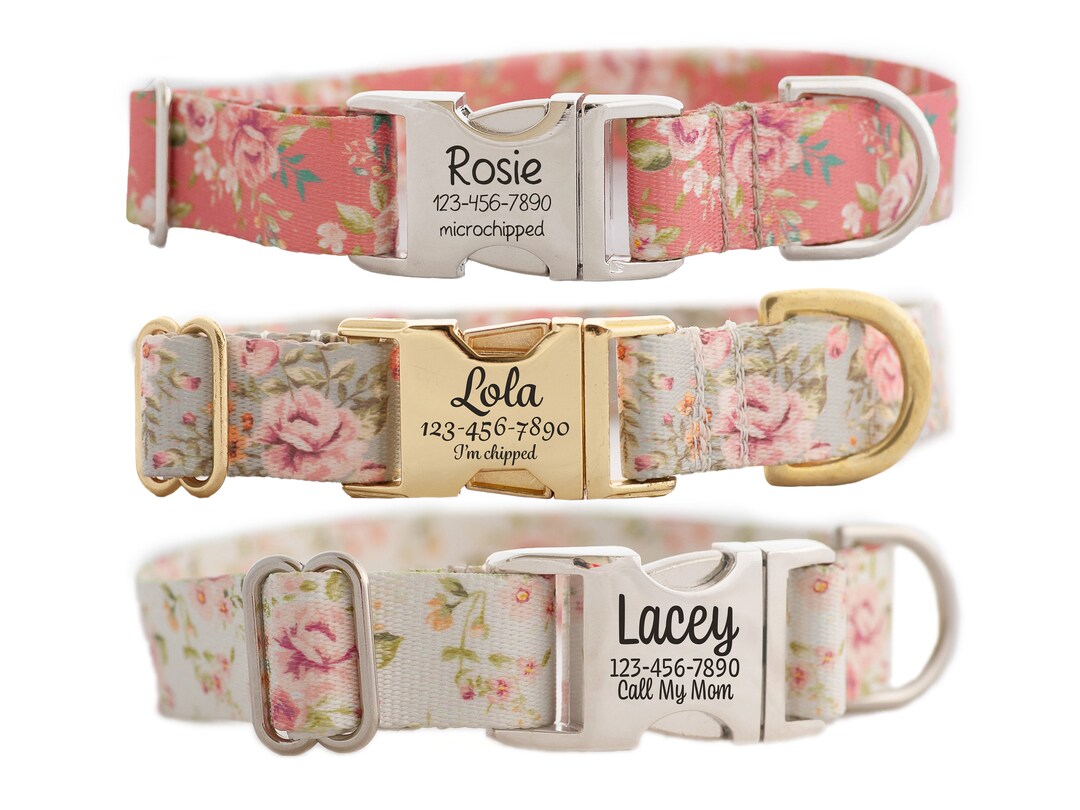 Vintage Roses Personalized Dog Collar for Girls - Etsy