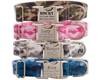 Personalized Camouflage Dog Collar for Boy and Girl Dogs
