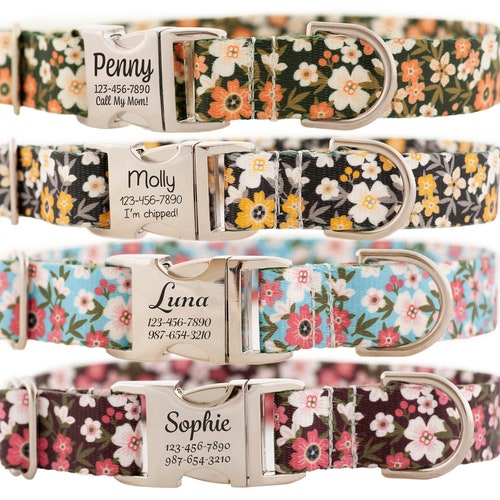 Vintage Roses Personalized Dog Collar for Girls Etsy