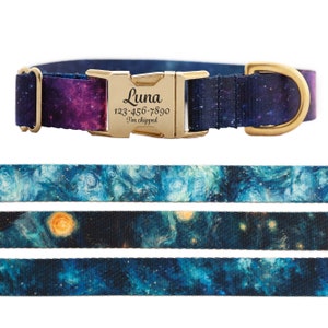 Personalized Watercolor Galaxy Dog Collar