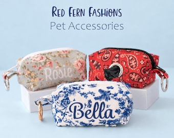 Personalized Dog Poop Bag Holder – Custom Waste Bag Dispenser Pouch, Matching Dog Walking Accessory, Multiple Patterns
