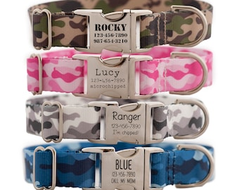 Personalized Camouflage Dog Collar for Boy and Girl Dogs