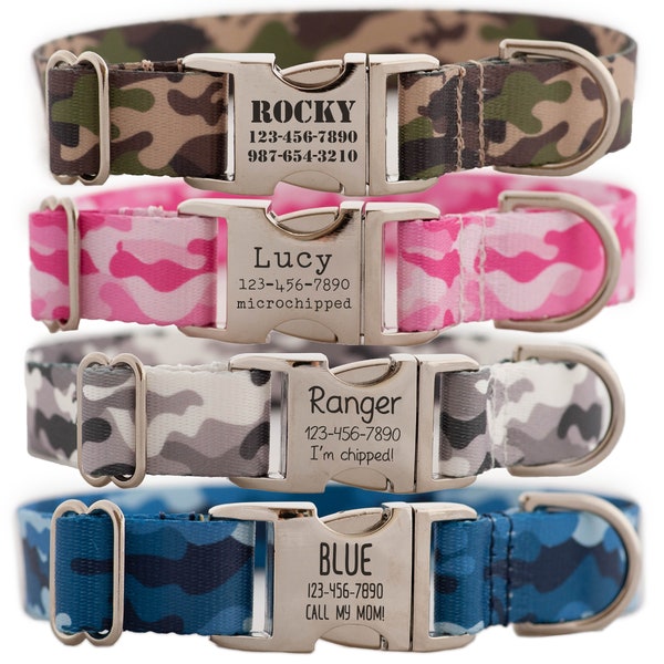 Personalized Camouflage Dog Collar for Boy and Girl Dogs