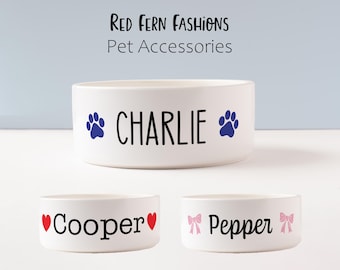 Personalized Ceramic Dog Bowl with Name & Icon – Custom Pet Food or Water Dish