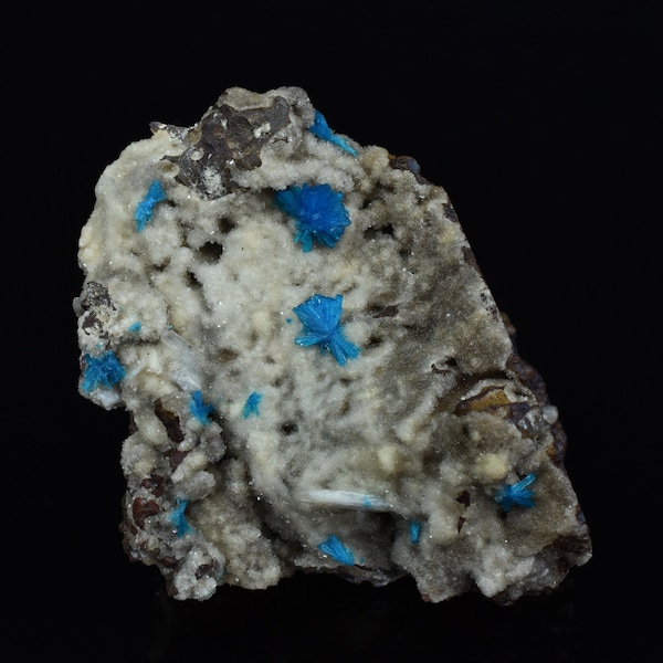 CAVANSITE Crystal on HEULANDITE Matrix. Fine Mineral Specimen. Zeolite. Blessed & Initiated.