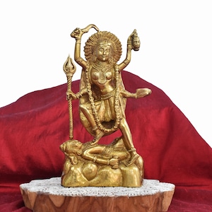Goddess Kali Statue: 8 Metal Alloy Sculpture, Blessed Himalayan Art