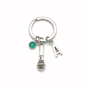 Mikrofon Schlüsselanhänger, Singer-Schlüsselanhänger, Performer-Schlüsselanhänger, Theater Geschenke Sänger Charme Schmuck, Geburtsstein erste Silber Zinn sie ihn