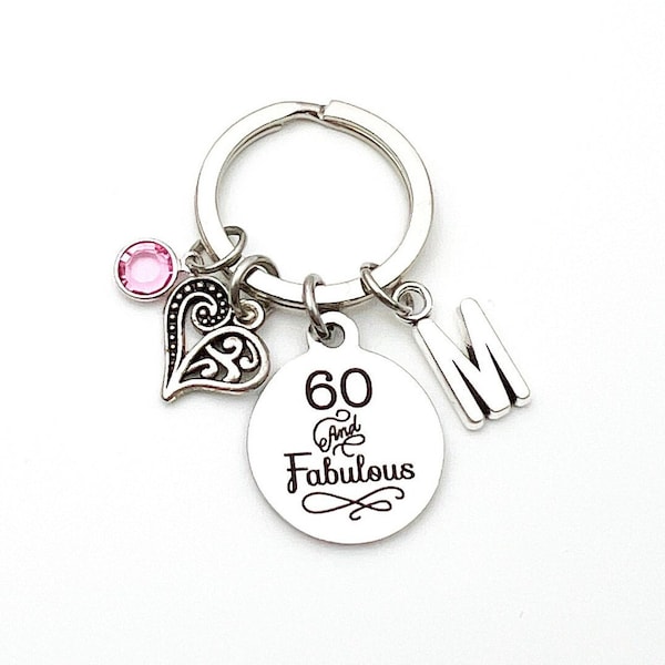 60th birthday gifts for women Keychain, Sixty Key Chain, 60 and Fabulous Keyring, Birthday Present for her, Mother Age Mom Best Friend BFF