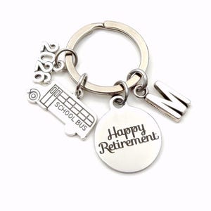 Retirement Gift for School Bus Driver Keychain / 2026 Crossing Guard Present / Teacher Keychain / Him Her Keyring Retire Coworker men women