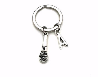 Microphone Keychain, Performer's Key Chain, Singers Keyring, Comedy Club Theater Present, Gift for public speaker, Him Her Men Women