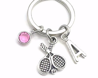 Llavero de tenis, regalo para jugador de tenis, llavero con forma de raqueta de tenis, regalo para mamá de tenista, regalo de raqueta para entrenador, compañero de equipo.