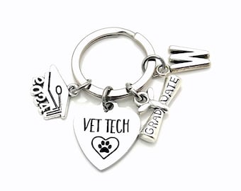 Veterinary Technician Graduation Gift, 2024 Vet Tech Keychain, Grad Key Chain, Graduate Keyring, Other years are available - 2025 2026 etc