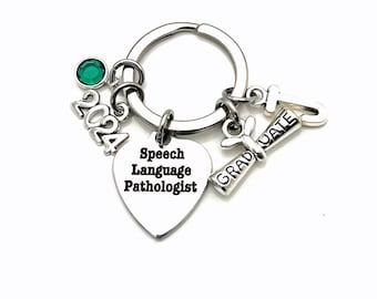 Graduation Gift for Speech Language Pathologist Keychain / 2024 Speech Therapy Key Chain / SLP Grad Present Keyring / Personalized Graduate