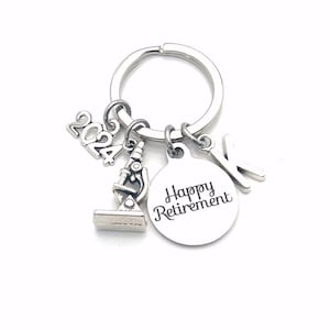Microscope Retirement Gift for Scientist Keychain / 2024 Lab Technician Keyring / Science Teacher Researcher Biologist Key chain present him image 1