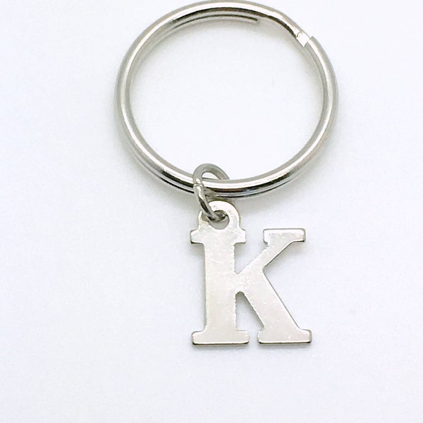 Letter Keychain, Your choice of Initial, Personalized Custom Key Chain, Customized Keyring, Key Ring Charm Silver plated A B C D E H J K M S
