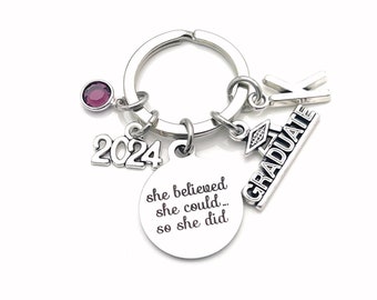 College Graduation Gift for her / 2024 University Graduate Keychain / School Grad Key chain / She believed she could so she did can Present