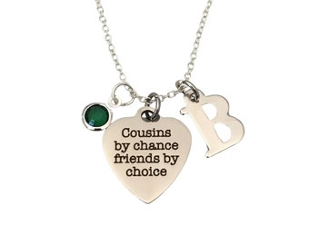 Cousins Necklace, Silver Cousin Jewelry, Cousins by chance friends by choice Gift, Present for Best Friend, Men or Women