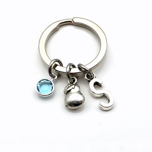 Presente de pêra, chaveiro de pêra, chaveiro de fruta pequena, chaveiro de comida, presente de aniversário de fazendeiro de prata, presente de colheita de fazenda, presentes personalizados para ela e ele