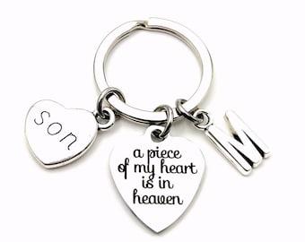 Memorial Keychain, Loss of Mom Dad Brother Sister Son Daughter Husband Wife A piece of my heart is in Heaven Sympathy Gift Key Chain niece