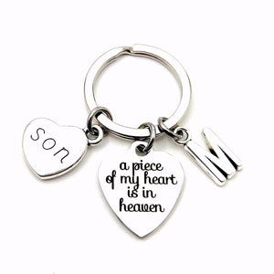 Porte-clés commémoratif, perte de maman papa frère soeur fils fille mari femme Un morceau de mon coeur est au paradis cadeau de sympathie porte-clés nièce
