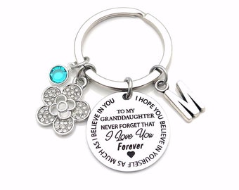 Graduation Gift for Granddaughter / Never forget that I love you Keychain / Grad Present from Grandmother / Wedding Gift to Granddaughter