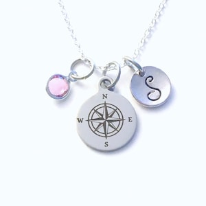 Compass Necklace, North Star Jewelry, Going away Present for Daughter, Gift for Graduate at Graduation, Travel pendant for her, Mom