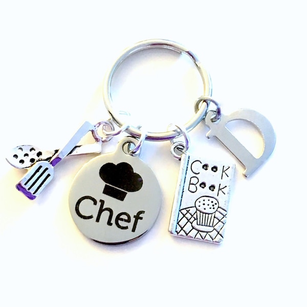 Porte-clés de chef cuisinier / Cadeau pour étudiant en cuisine / Porte-clés de chef / Porte-clés de pâtissier / Charme de cuisine en argent / Diplômé