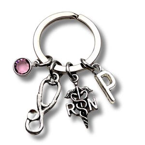 Rn Gift, RN Nurse Keychain, Registered Nurse Key Chain, Nursing Keyring, Graduation Present, Retirement Gift, Medical caduceus Stethoscope