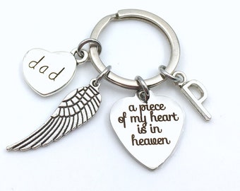 Loss of Dad Sympathy Gift, Memorial Key Chain, A piece of my heart is in Heaven Keychain, Mom Son Daughter Husband Wife brother Present