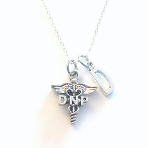 DNP Graduation Gift, DNP Necklace, Doctor of Nursing Practice Present, Nurse Jewelry, Silver Caduceus Charm, Retirement Gift for Head Nurse