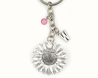 Chaveiro de girassol, chaveiro grande de girassol, presente para jardineiro, chaveiro para melhores amigos na primavera e no verão, presente de aniversário para florista.