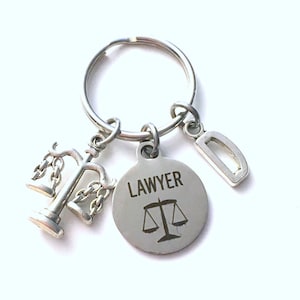 Llavero de abogado, regalo para abogado, llavero, llavero, estudiante de derecho, graduación, jubilación, cumpleaños, regalo inicial personalizado para hombres y mujeres