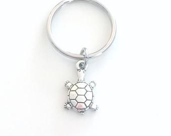 Turtle Key Chain, Tortoise KeyChain, Turtle Keyring, Sea animal Gift, Silver Marine Jewelry