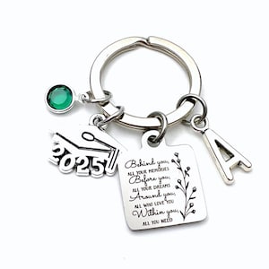2025 Graduation Gift for Her Keychain / Behind you, all your memories before you, all your dreams, around you, all who love you. Within you