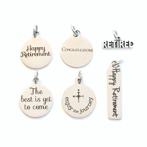 Charme de retraite, bonne retraite, félicitations, le meilleur est encore à venir, bon voyage, à ajouter à toutes vos annonces, pendentif unique,