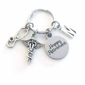 Retirement Gift for Veterinarian Keychain / 2024 Vet Caduceus Key Chain / Medical Animal Doctor Present / Keyring Coworker PH D V image 1