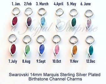 Birthstone Charm, Add on a Swarovski 14mm Crystal / January February March April May June July August September November December