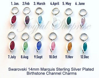 Charm de piedra de nacimiento, añadir un cristal Swarovski de 14 mm / enero febrero marzo abril mayo junio julio agosto septiembre noviembre diciembre
