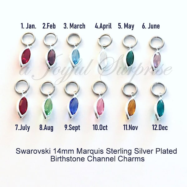 Birthstone Charm, Add on a Swarovski 14mm Crystal / January February March April May June July August September November December