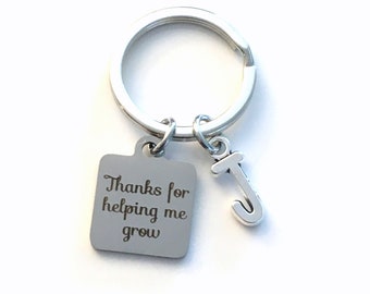 Thanks for helping me grow Keychain / Mentor Gift for Teacher Key Chain / Present for Men Women Advisor Keyring / Birthday Present Nanny her