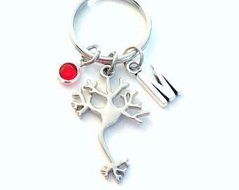 Molecule Gift, Neuron Keychain, Science Key Chain, Nerve Silver Charm, Personalized Gift, Cell, Neurotransmitter, Chemistry Geek Present