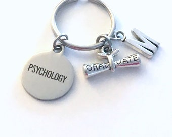 Psychology Graduation Gift, 2024 Psych Student Keychain for Psychologist Grad Key Chain Doctor Keyring Graduate initial letter man 2025